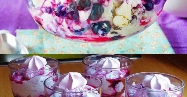 Leckeres Blaubeer-Mascarpone-Dessert mit frischen Blaubeeren und cremigem Mascarpone