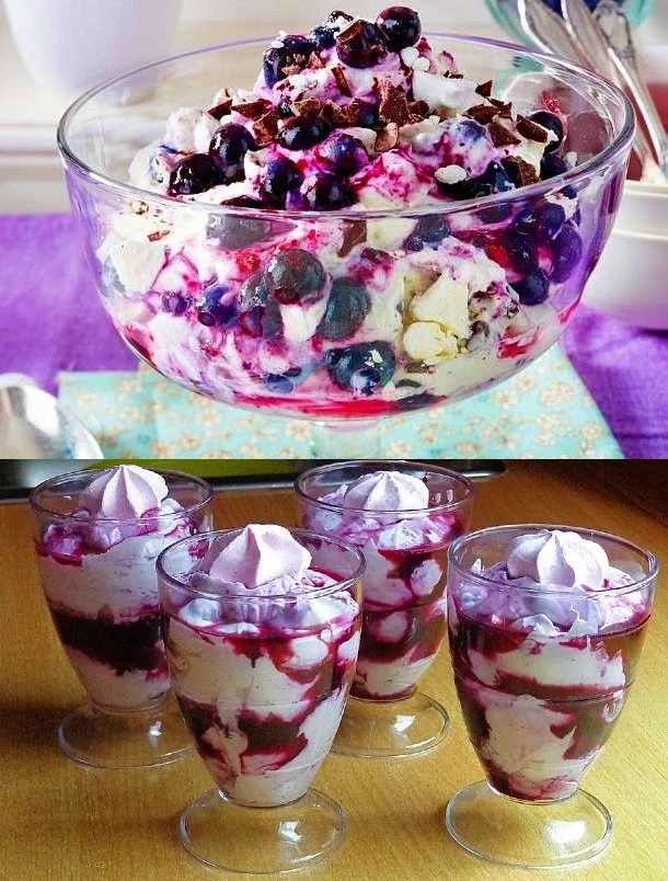 Leckeres Blaubeer-Mascarpone-Dessert mit frischen Blaubeeren und cremigem Mascarpone