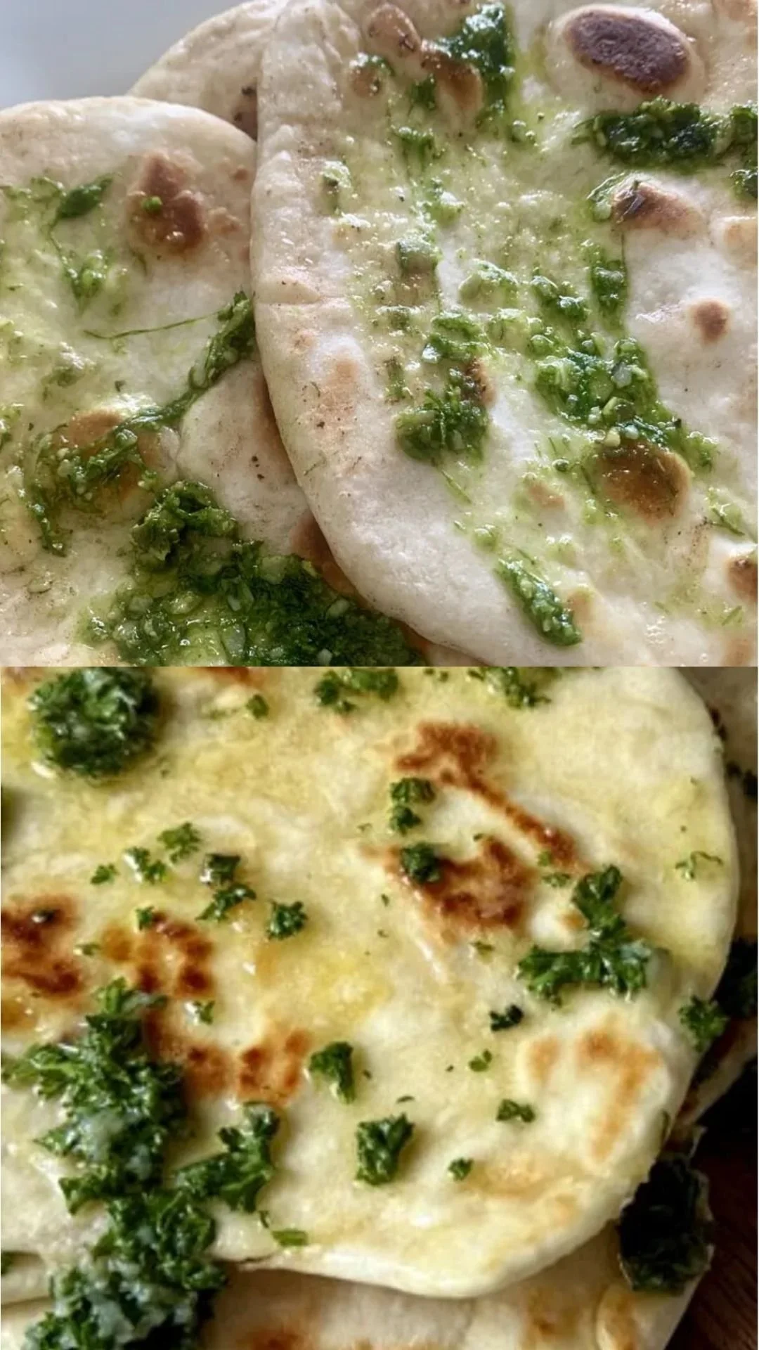 Frisch gebackenes Naanbrot auf einem Teller serviert, ideal für indische Gerichte.