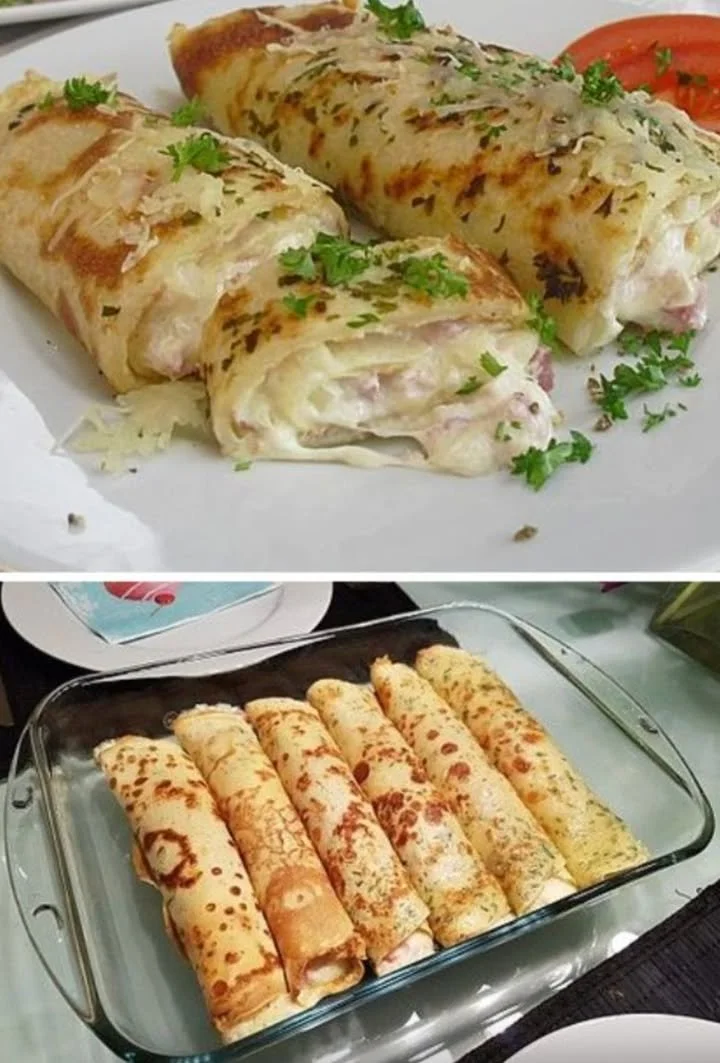 Pfannkuchen mit Schinken und Käse