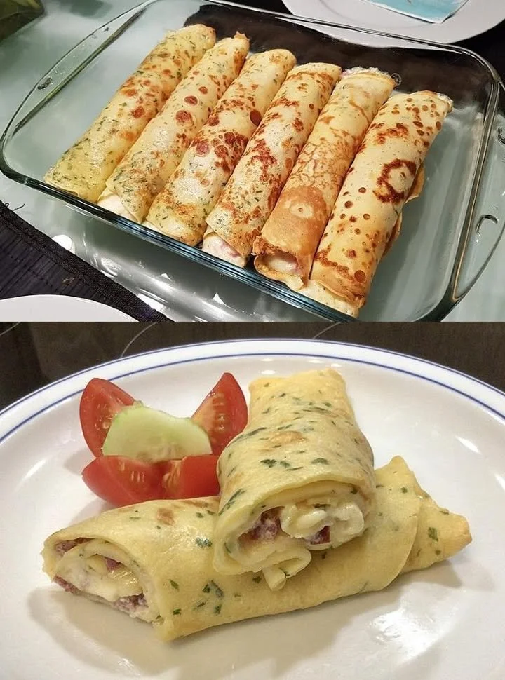 Pfannkuchen mit Schinken und Käse