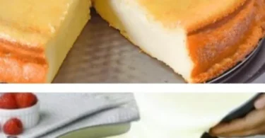 Leckeres Stück Quarkkuchen auf einem Teller