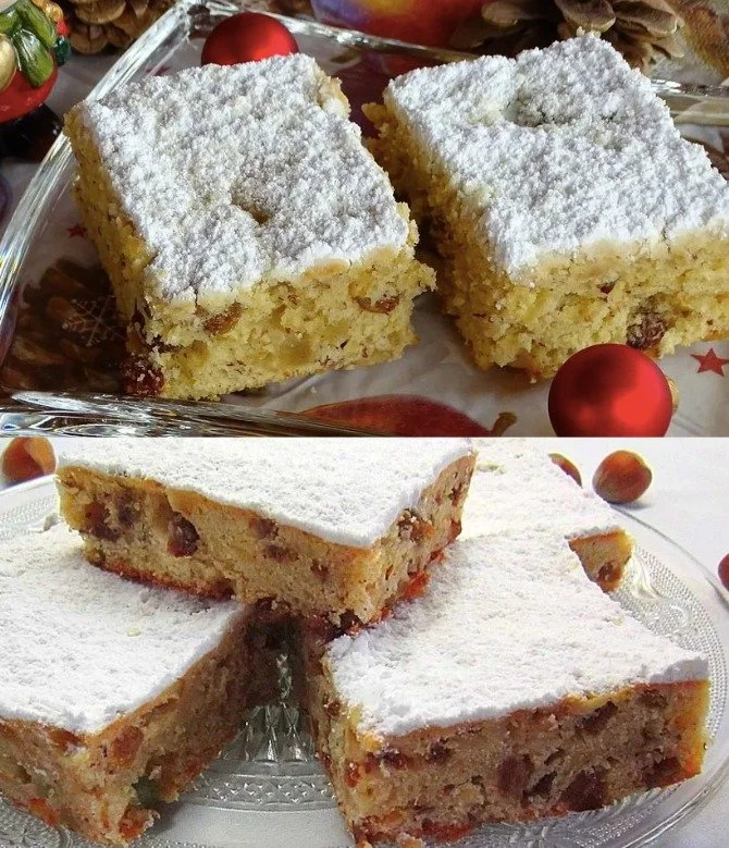 Quarkkuchen mit kandierten Früchten und Marzipan