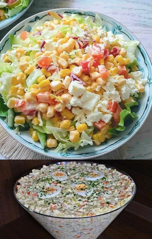 Salat mit Mayo und Kartoffeln in einer Schüssel angerichtet
