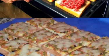 Toast mit Hackfleisch und Käse auf einem Teller serviert