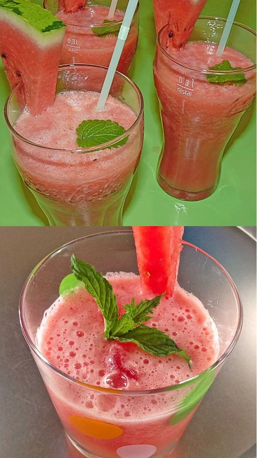Erfrischendes Wassermelonengetränk in einem Glas mit frischen Melonenscheiben