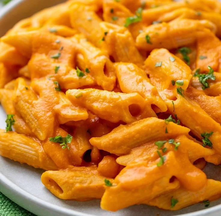 Cremige Kürbispasta mit frischem Kürbis und Gewürzen in einer Schüssel